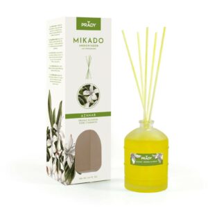 Prady Mikado Deodorante per ambienti ai fiori d arancio - Bottiglia di vetro da 100 ml e bacchette per diffusore