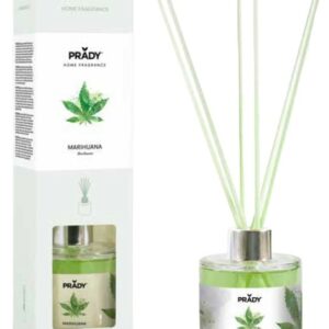 Prady Premium Deodorante per ambienti alla marijuana - Flacone in vetro da 130 ml e bacchette diffusore