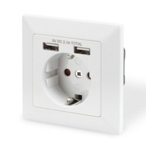 Presa A Muro Shuko Con 2 Prese Usb 5 Volt 2,1A