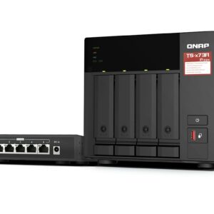 Qnap Nas - 4-Bay Nas, Amd Ryzen V1000 Series V1500B 4C/8T 2.2Ghz, 8Gb Ddr4 Ram Bundle Qsw-1105-5T 2.