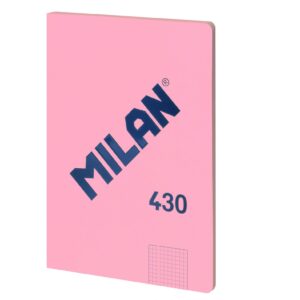 Quaderno Milan Formato A4 con Griglia 5x5mm - 48 Fogli da 95 gr/mq - Microperforato - Copertina Morbida - Colore Rosa