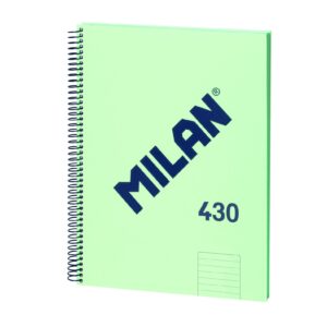 Quaderno Milan Spirale Formato A4 Righe 7mm - 80 Fogli da 95 gr/mq - Microforato, 4 Fori - Colore Verde