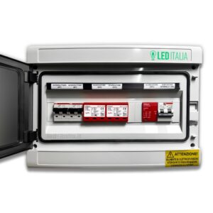 Quadro AC/DC Monofase 6kW 2 Stringhe 2 MPPT - 32A 230V / 16A 600VDC Centralino IP65 18 Moduli versione con Interruttore Magnetotermico Differenziale + Scaricatore ABB / DEHN