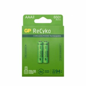 Recyko Batteria Ricaricabile 1,5V Mini Stilo AAA 650mAh (Confezione 2 Pezzi)