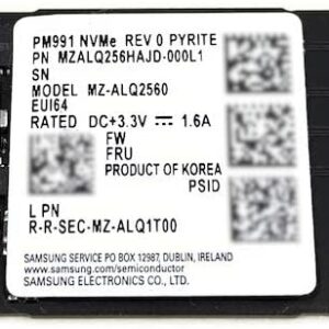 SAMSUNG SOLID STATE DRIVE SSD 256 GB M.2 MINI NVME MZALQ256HBJD-00BL2 OEM BULK