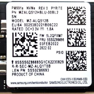 SAMSUNG SOLID STATE DRIVE SSD 512 GB M.2 MINI NVME MZALQ512HBLU-00BL2
MZ-ALQ512B OEM BULK