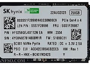 SKHYNIX SOLID STATE DRIVE SSD 256 GB M.2 BC901 NVME PYRITE HFS256GEJ4X112N OEM BULK