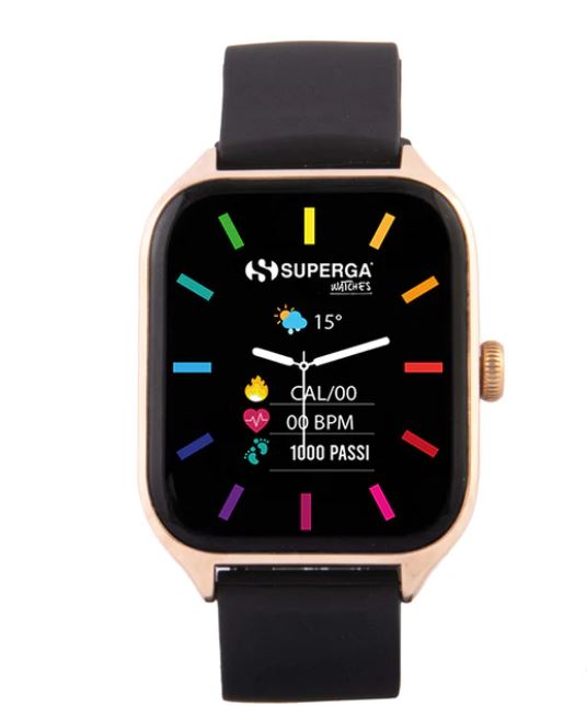 SMARTWATCH SUPERGA SWT-STC006 GOLD CON CINTURINI IN SILICONE NERO/VERDE