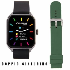 SMARTWATCH SUPERGA SWT-STC009 DARK GRAY CON CINTURINI IN SILICONE NERO/VERDE