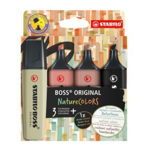 STABILO BOSS ORIGINAL NatureColors evidenziatore 4 pz Punta smussata Nero, Bronzo, Marrone, Verde