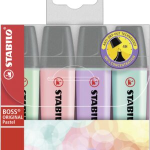 STABILO BOSS ORIGINAL evidenziatore 4 pz Punta smussata Lillà, Menta, Rosa, Turchese