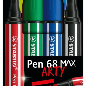 STABILO Pen 68 MAX marcatore Nero, Blu, Rosso 4 pz