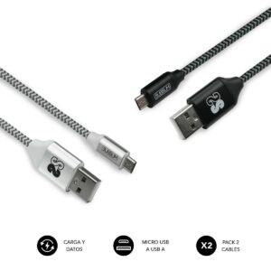 SUBBLIM PACK 2 CABLES USB A MICRO USB (2.4A) 1M BLACK/SILVER cavo USB Micro-USB A Alluminio, Nero, Grigio, Bianco