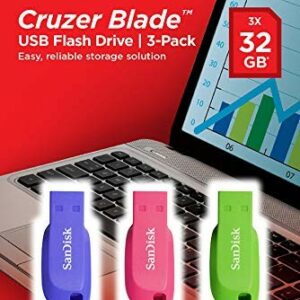 SanDisk Cruzer Blade 3x 32GB unità flash USB USB tipo A 2.0 Blu, Verde, Rosa