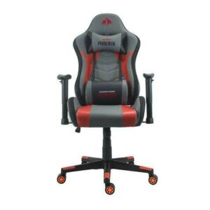 Sedia da gaming Cromad Serie Phoenix - Altezza Regolabile con Pistone a Gas Classe 2 - Reclinabile fino a 180º - Cuscini Lombari e Cervicali - Colore Grigio/Rosso/Nero