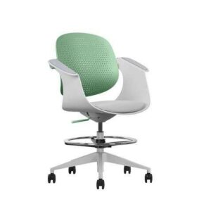 Sedia/Sgabello da ufficio ergonomico Cromad Top Work - Altezza regolabile fino a 0,78 m - Schienale inclinabile - Anello poggiapiedi zincato - Tessuto di alta qualità - Colore verde/bianco