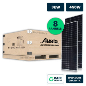 Set 3kW con 8 Moduli AUSTA 450W Silver Frame 1903x1134x35mm