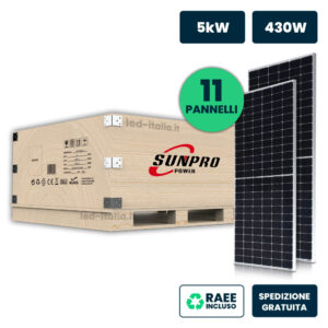 Set 5kW con 11 Moduli SUNPRO TIER1 430W Silver Frame TOPCon 1722x1134x30mm