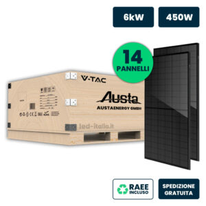 Set 6kW (6300 W) con 14 Pannelli Solari Fotovoltaici Monocristallini Austa Moduli 450W 1903*1134*35mm Full Black