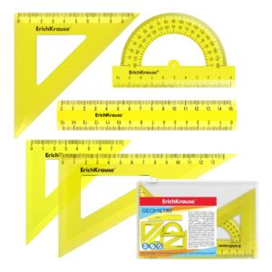 Set geometria piccola Erichkrause - Righello da 15 cm - Quadrato da 7 cm/45º, 9 cm/45º, 13 cm/60º - Goniometro 180º/10 cm - Colore blu