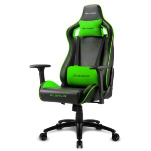 Sharkoon Elbrus 2 Sedia Gaming Pelle Sintetica, Braccioli 3D Regolabili, Schienale Imbottito E Regolabile, Telaio In Acciaio, Peso Max Persona 150Kg, Colore Nero/Verde