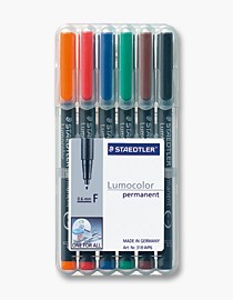 Staedtler 318 WP6 marcatore permanente Nero, Blu, Marrone, Verde, Arancione, Rosso 6 pz