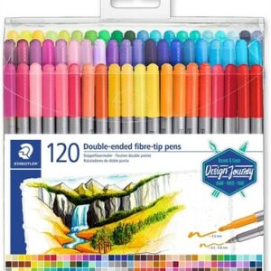 Staedtler 3200 Confezione da 120 pennarelli a doppia punta, resistenti alla pressione, colori assortiti