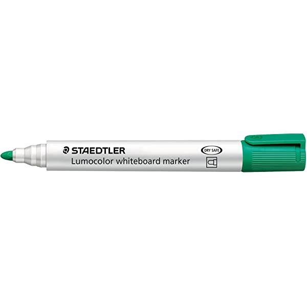 Staedtler Lumocolor 351 Pennarello per Lavagna - Punta Rotonda - Linea 2mm - Cappuccio con Clip - Colore Verde Lime