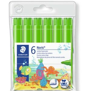 Staedtler Noris Watercolor 340 Confezione da 6 pennarelli di grandi dimensioni - Linea 3 mm circa - Facilmente lavabile - Inchiostro a base d acqua - Colore verde chiaro