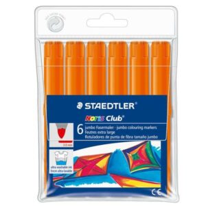 Staedtler Noris Watercolor 340 Confezione da 6 pennarelli grandi - Tratto 3 mm circa - Facilmente lavabile - Inchiostro a base d acqua - Colore arancione