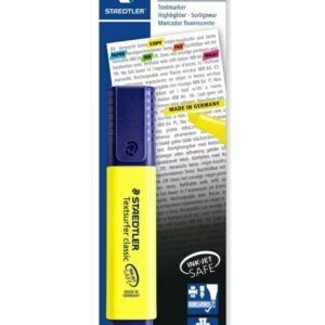 Staedtler Textsurfer Classic 364 Pennarello fluorescente - Punta a scalpello 1 - 5 mm circa - Asciugatura rapida - Colore giallo fluorescente