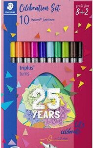 Staedtler Triplus Fineliner 334 Confezione da 10 penne Fineliner - Linea 0,3 mm circa - Inchiostri a base d acqua - Colori assortiti