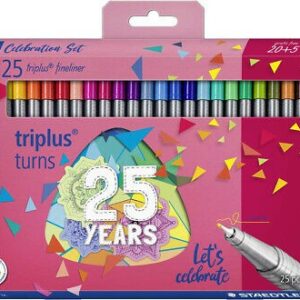 Staedtler Triplus Fineliner 334 Confezione da 25 penne Fineliner - Linea 0,3 mm circa - Inchiostri a base d acqua - Colori assortiti