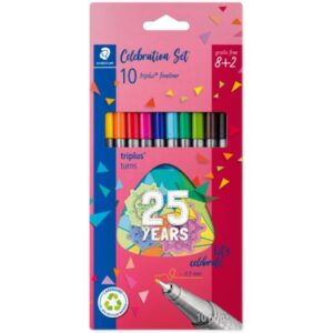 Staedtler Triplus Fineliner 334 Confezione da 5 penne Fineliner - Linea 0,3 mm circa - Inchiostri a base d acqua - Colori assortiti