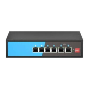 Switch Di Rete Poe 60 Watt Gigabit 10/100/1000 4 Porte Poe+E 2 Porte Uplink