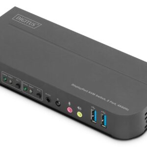 Switch Kvm Digitus 2 Porte 4K60Hz, 2 X Dp In, 1 X Dp/Hdmi Out