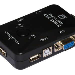 Switch Kvm Manuale Per 2 Pc Usb/Vga Con 1 Mouse, 1 Tastiera Usb E 1 Monitor Vga Con Cavi Inclusi