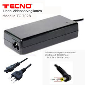 TECNO ALIMENTATORE PER VIDEOSORVEGLIANZA STABILIZZATO 12V 5A TC-7028