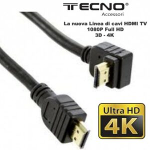 TECNO CAVO HDMI/HDMI 19p M/M 1,8 MT 1,4BV 1 TERMINALE CURVO 90°