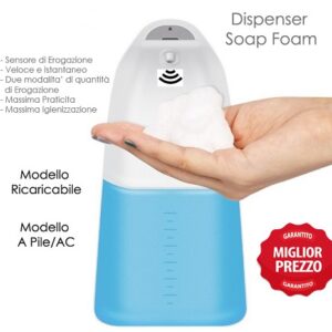 TECNO DISPENSER SAPONE LIQUIDO DA 250 ML CON ALIMENTAZIONE E BATTERIA