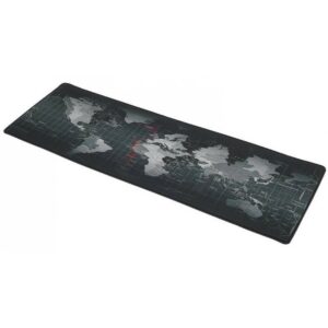 Tappetino per mouse e tastiere con mappa del mondo 88x30, mousepad, grigio e nero