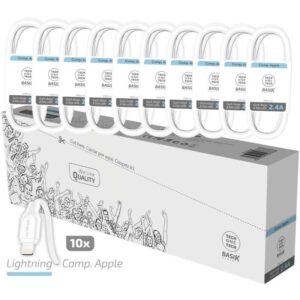 TechOneTech Basik Confezione da 10 cavi USB maschio - Lightning maschio - Lunghezza 1 m