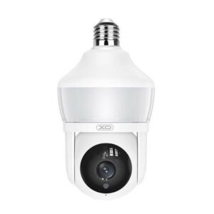 Telecamera di Sicurezza Wifi XO 3mpx - Rilevazione Movimento 0-12m - Visione Notturna - Interfono Bidirezionale - Registrazione in Loop - Rotazione 355º - Supporta MicroSD 128Gb - Colore Bianco