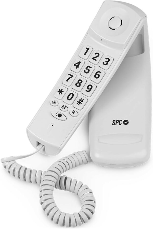 Telefono Fisso SPC Original Lite 2 - Senza Batterie - Senza Collegamento alla Luce - Indicatore Luminoso - 10 Memorie Indirette - Compatto e Leggero - Colore Bianco