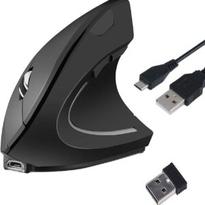 Tucano Mouse Verticale Ergonomico Wireless Ricaricabile,6 Tasti, Nero