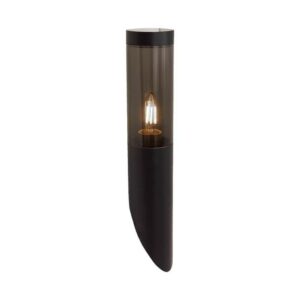 V-TAC Bollard Garden Light Fitting E27 (76mmx365x236mm) Smoke Plastic/SS Black Body IP44