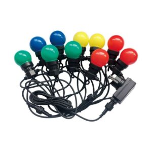 V-TAC Catenaria 10m con 20 Lampadine mini Globo LED 10W RGB con Schuko e Trasformatore IP44