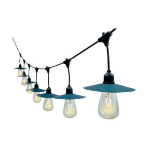 V-TAC Catenaria 15.6m per 15 lampadine LED ST64 a Filamento Con Pannello Solare Colore Nero 3000K IP44