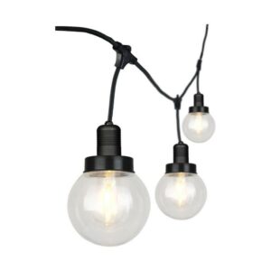 V-TAC Catenaria 3m per 6 lampadine LED E27 Con Diffusori trasparenti IP65 Colore nero.