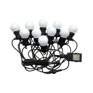 V-TAC Catenaria 5m con 10 Lampadine mini Globo LED 5W Colore Bianco con Schuko e Trasformatore 3000K IP44